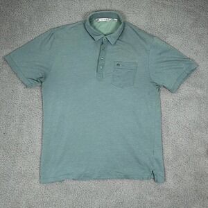 Travis Mathew Polo Shirt Mens Large Green Golf Pocket Stretch Casual Lightweight